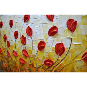 Red Petals Light Yellow Clearly Texture Floral Canvas Art