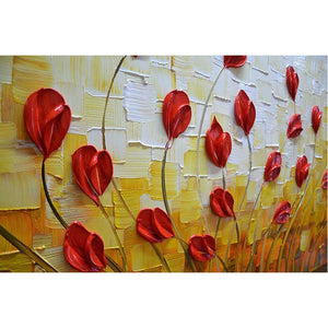 Red Petals Light Yellow Clearly Texture Floral Canvas Art