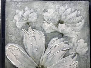 Flower Art Paintings Three Panels Large White Floral Decor Living Room