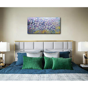 Purple White Star Shaped Floral Painting Perfect for Bedroom