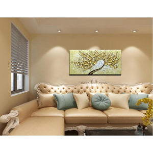 Floral Canvas Painting Gold Flower Tree Decor Living Room Family Room