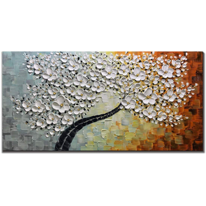Flower Painting White Floral Tree Canvas Art for Living Room Bedroom
