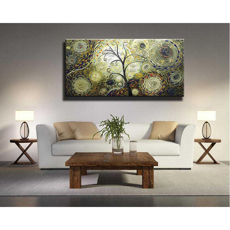 Abstract Wall Art Palette Knife 100% Hand Painted Multiple Circles Background