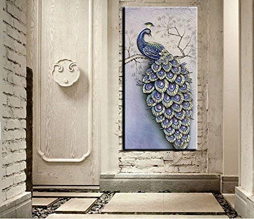 Hand Painted Oil Painting Purple Elegant Peacock Concave-Convex Textured Perfect As Gift