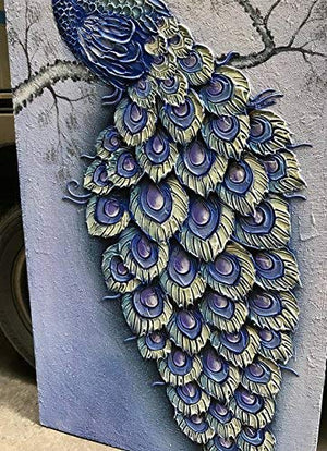 Hand Painted Oil Painting Purple Elegant Peacock Concave-Convex Textured Perfect As Gift