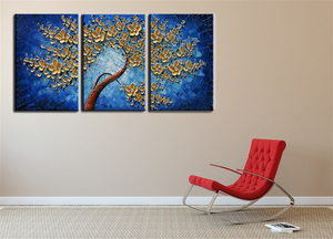 Wall Art Sets Three Panels Flower Tree Canvas Painting for Living Room
