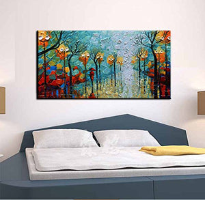 Home Decor Canvas Wall Art Walking on a Brightly Lit Street Thick Oil