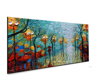 Home Decor Canvas Wall Art Walking on a Brightly Lit Street Thick Oil