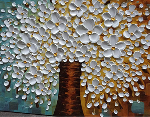 Original Art Oil Paintings 100% Hand Painted White Petals Flower Tree