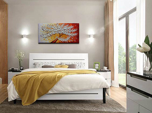 Large Art Paintings 100% Hand Painted White Flower Tree Decor Bedroom