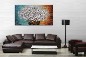 Large Artwork Cheap Single Big White Flower Oil Painting for Bedroom