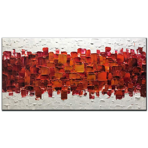 Large Living Room Art Red Middle Two Side White Clear Thick Textured