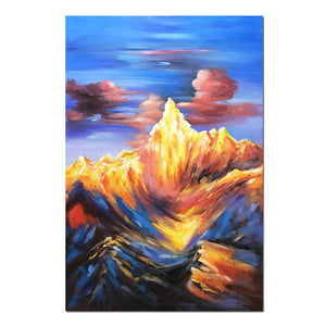 Large Oil Paintings on Canvas Red Mountain Blue Sky Decor Hallway