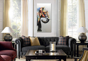 Large Paintings for Sale Colorful Elephant Canvas Art Decor Hallway