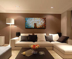 Large Painting for Sales Oval White Flower Tree Decor Living Room