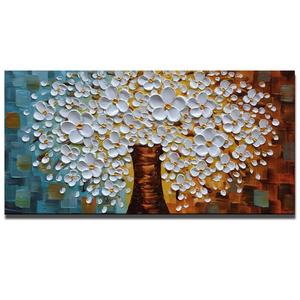 Large Painting for Sales Oval White Flower Tree Decor Living Room