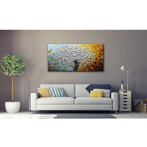 Large Wall Art White Flower Gray Vase Colorful Texture