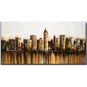 Morden City High-rise Building Water Reflection Living Room Art Walls