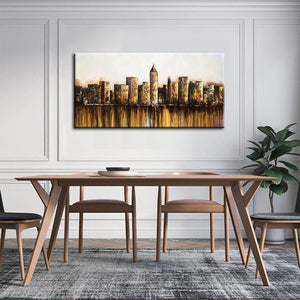 Morden City High-rise Building Water Reflection Living Room Art Walls