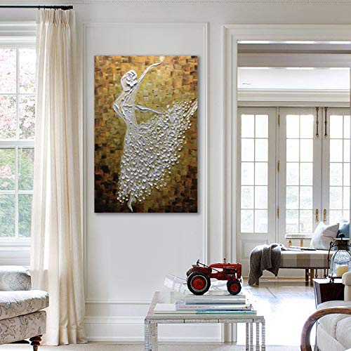 Living Room Artwork White Beautiful Dancer Girl Acrylic Painting Decor Living Room