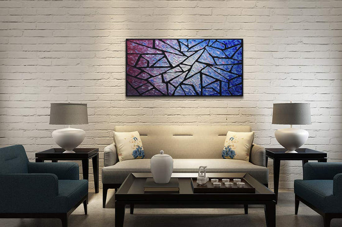 Living Room Canvas Art Abstract Crack Block Hand Painted Oil Painting