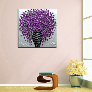 Modern and Contemporary Art Purple Flower Black Vase Canvas Painting