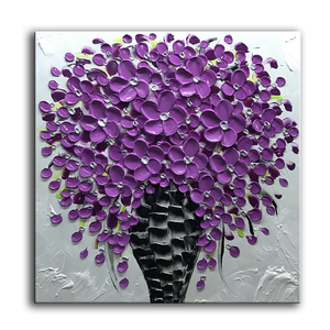 Modern and Contemporary Art Purple Flower Black Vase Canvas Painting