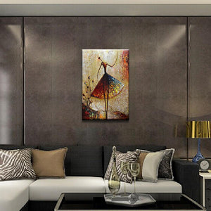 Vertical Abstract Slim Lady Dressed Skirt Canvas Art for Hallway
