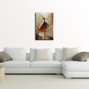 Vertical Abstract Slim Lady Dressed Skirt Canvas Art for Hallway