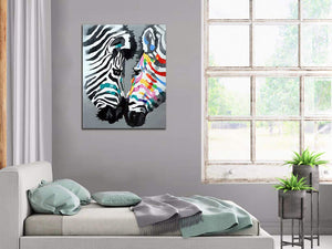 Modern Paintings for Living Room Zebras Kiss Perfect Gift For Lovers