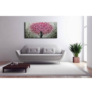 Horizontal Modern Wall Art  Pink Flower Tree for Living Room