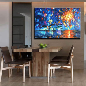Modern Artwork for Living Room Large Ships Sail Blue Ocean Original Painting Gift Friends