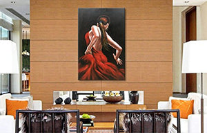 Acrylic Knife Painting Lady Dancer Red Dress Dance Trippingly Decor Living Room