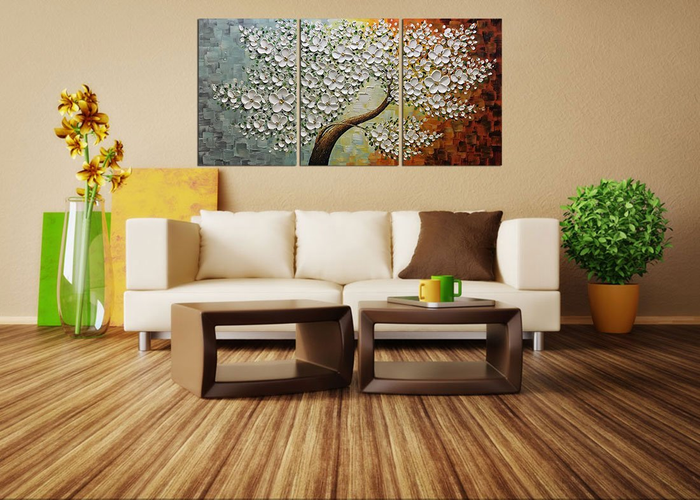 Multi Canvas Painting Luxuriant White Flower Tree Wall Art Decor Home