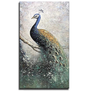 Decor Hallway Large 3D 100% Hand-painted Blue Peacock Canvas Paintings ...