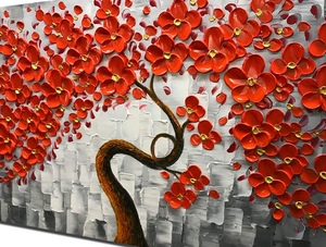 Contemporary Art Painting Red Flower Tree for Living Room Bedroom