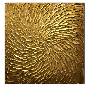 Handmade Oil Painting Abstract Gold Square Decor Living Room or Gift