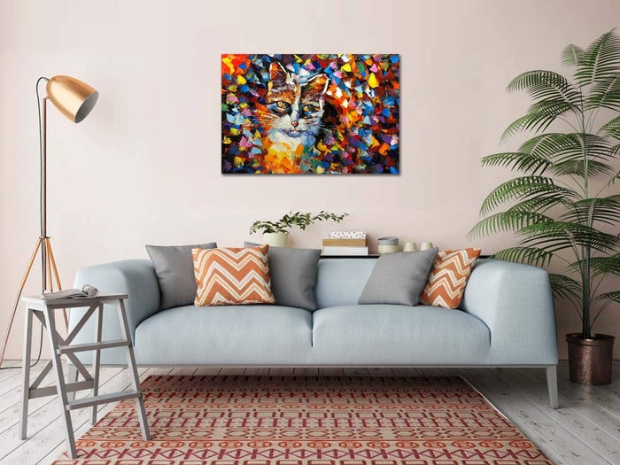 Oil Paintings Online Handmade Colorful Little Cat Canvas Art Artwork Decor Living Room