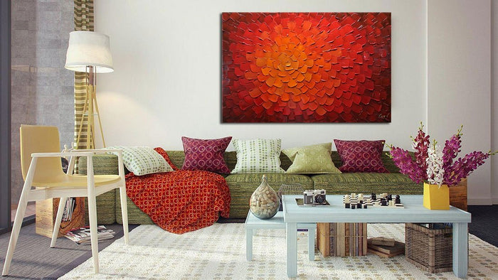 Original Paintings for Sale Red Abstract Thick Oil Canvas Art Decor Bedroom