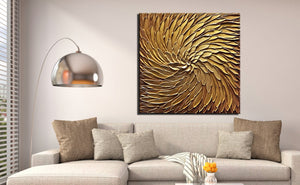 Original Art Oil Paintings for Living Room Gold Large Handmade Wall Art