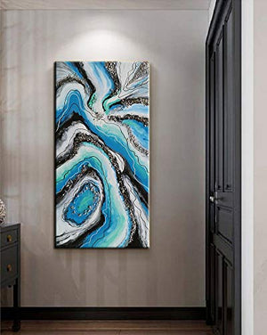 Large Original Oil Paintings Abstract Blue Unframed Handmade Canvas Art