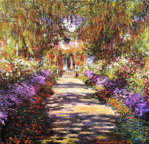 Original Oil Paintings Claude Monet Pathway in Monets Garden at Giverny