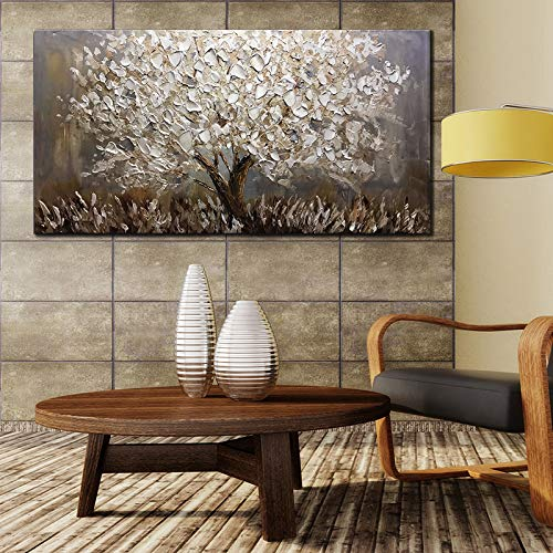 Original Acrylic Paintings for Sale Silver Flower Tree Decor Living Room