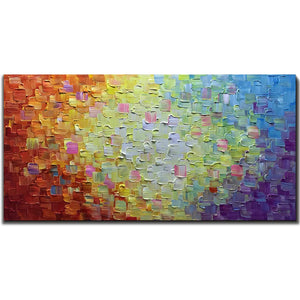 Oversized Paintings on Canvas Multi-color Acrylic Knife Palette Paintings