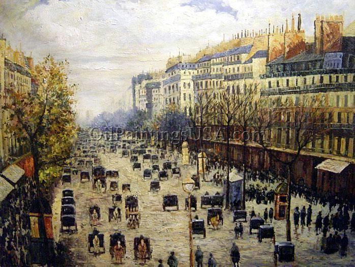 Impressionist Painting pictures Boulevard Montmartre Afternoon, Sunlight