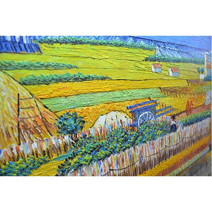 Painting Reproduction Van Gogh Wheat Field with Reaper and Sun
