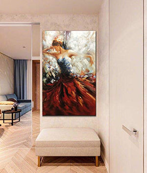 Painting Pictures Abstract Girl Dances With Dress Decor Home Wall 100% Hand Painted