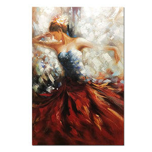 Painting Pictures Abstract Girl Dances With Dress Decor Home Wall 100% Hand Painted