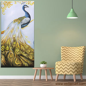 Asdam Art Peacock Wall Art 3D Textured Handmade Animal Bird Oil Painting On Canvas Modern Artwork Home Decor Paintings