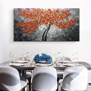 Red Abstract Painting Slight Gray Clear Textured Flower Canvas Art